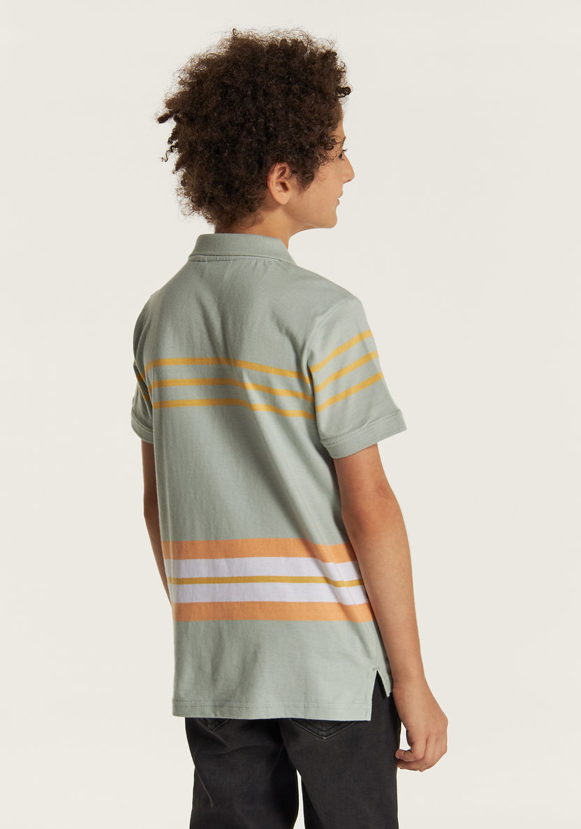 Juniors Striped Polo T-shirt with Short Sleeves-T Shirts-image-4