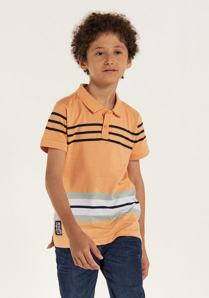 Juniors Striped Polo T-shirt with Short Sleeves