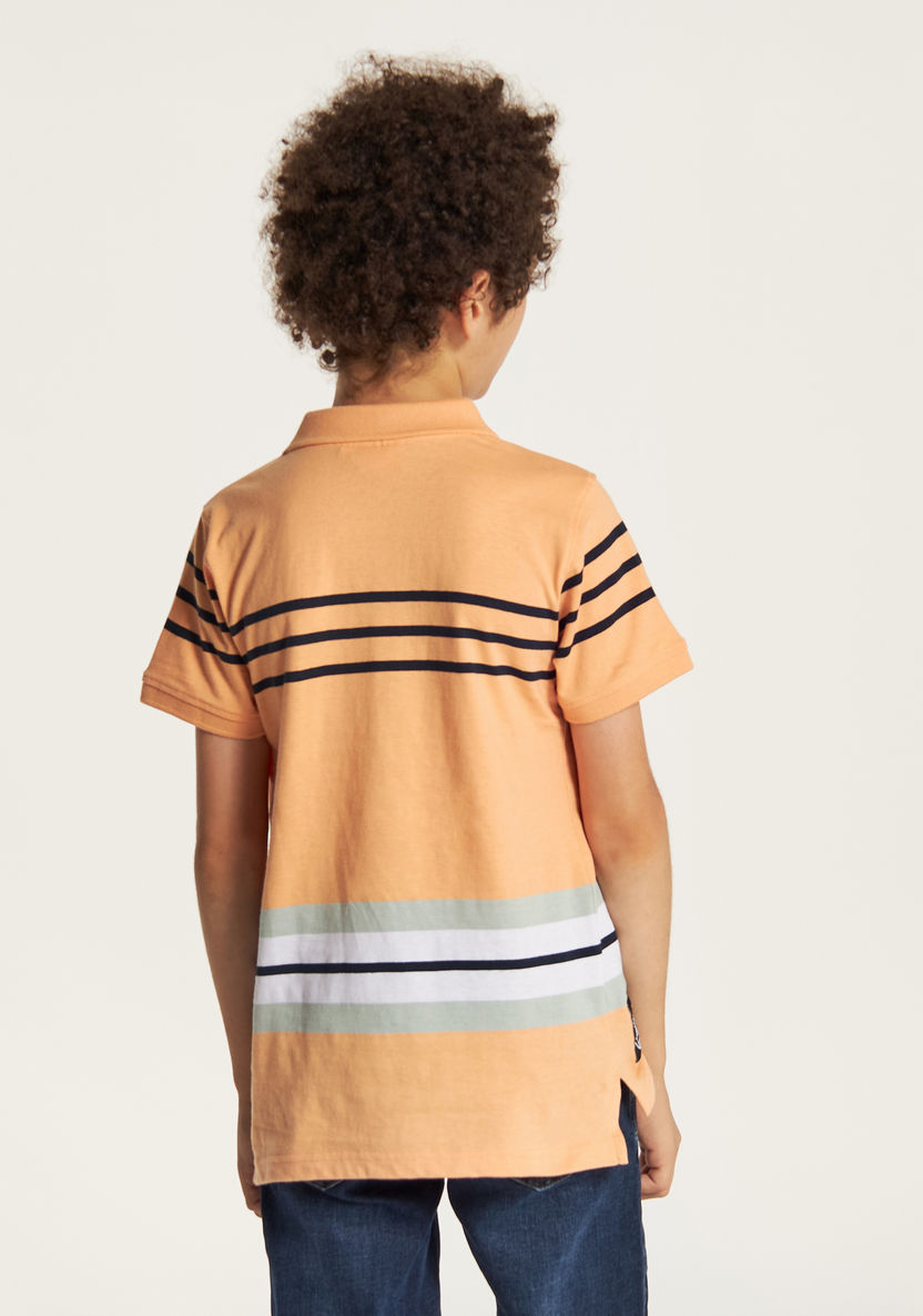 Juniors Striped Polo T-shirt with Short Sleeves-T Shirts-image-4