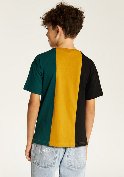 Juniors Colourblock T-shirt with Crew Neck and Short Sleeves-T Shirts-image-3
