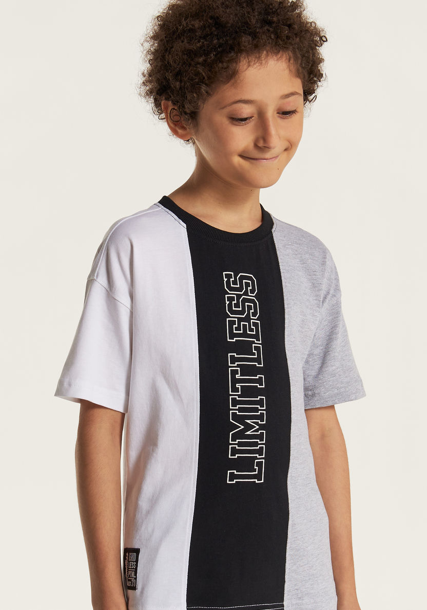 Juniors Printed Crew Neck T-shirt with Short Sleeves-T Shirts-image-3