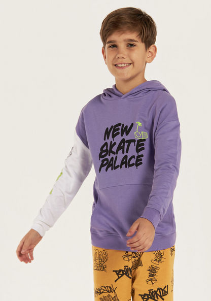 Juniors Skate Print Sweatshirt with Hood and Pocket-Sweatshirts-image-0