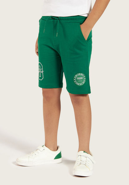 Juniors KSA National Day Print Crew Neck T-shirt and Shorts Set-Clothes Sets-image-2