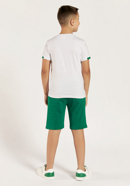 Juniors KSA National Day Print Crew Neck T-shirt and Shorts Set-Clothes Sets-image-4