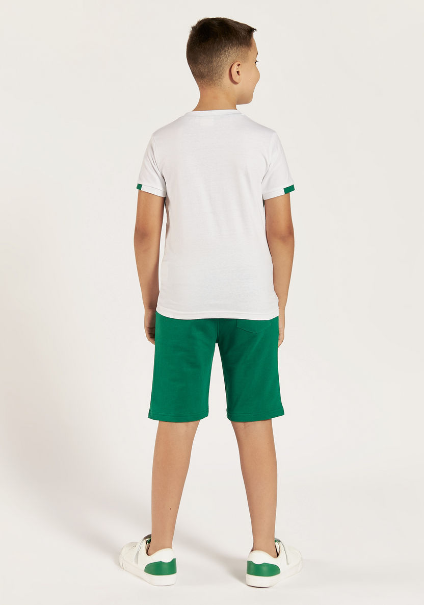 Juniors KSA National Day Print Crew Neck T-shirt and Shorts Set-Clothes Sets-image-4