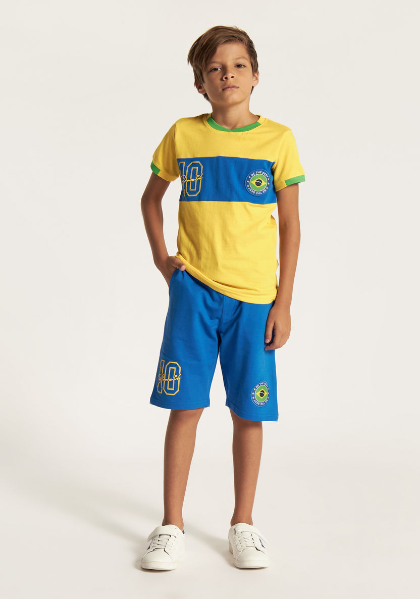 Juniors Printed Crew Neck T-shirt and Shorts Set-Clothes Sets-image-1