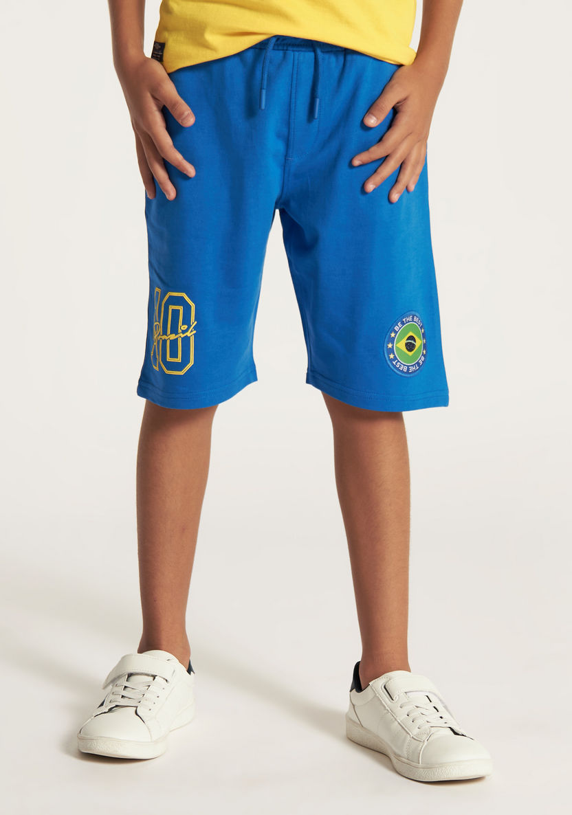 Juniors Printed Crew Neck T-shirt and Shorts Set-Clothes Sets-image-3