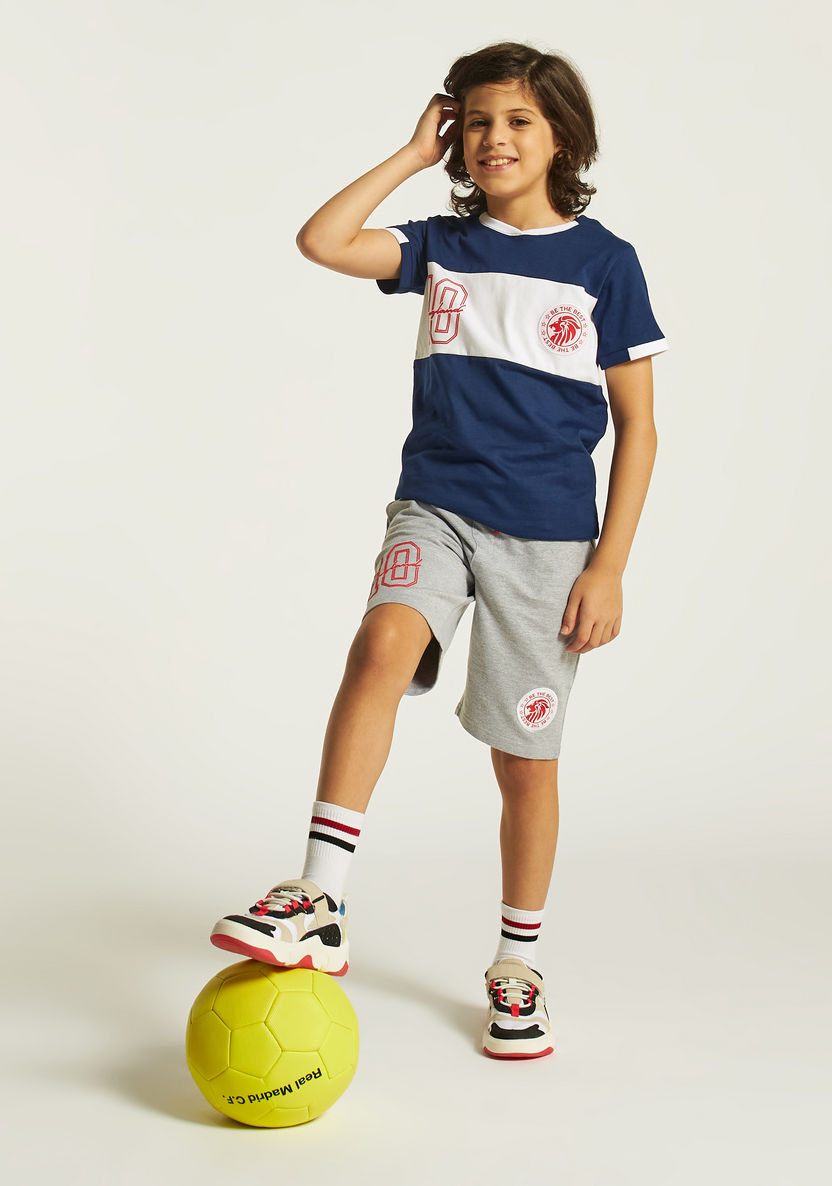 Juniors Printed Crew Neck T-shirt and Shorts Set-Clothes Sets-image-0