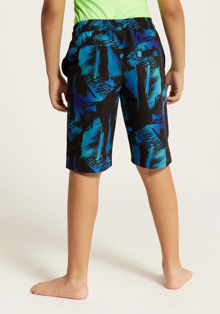 Juniors Printed Swim Shorts with Drawstring Closure and Pockets-Swimwear-image-3