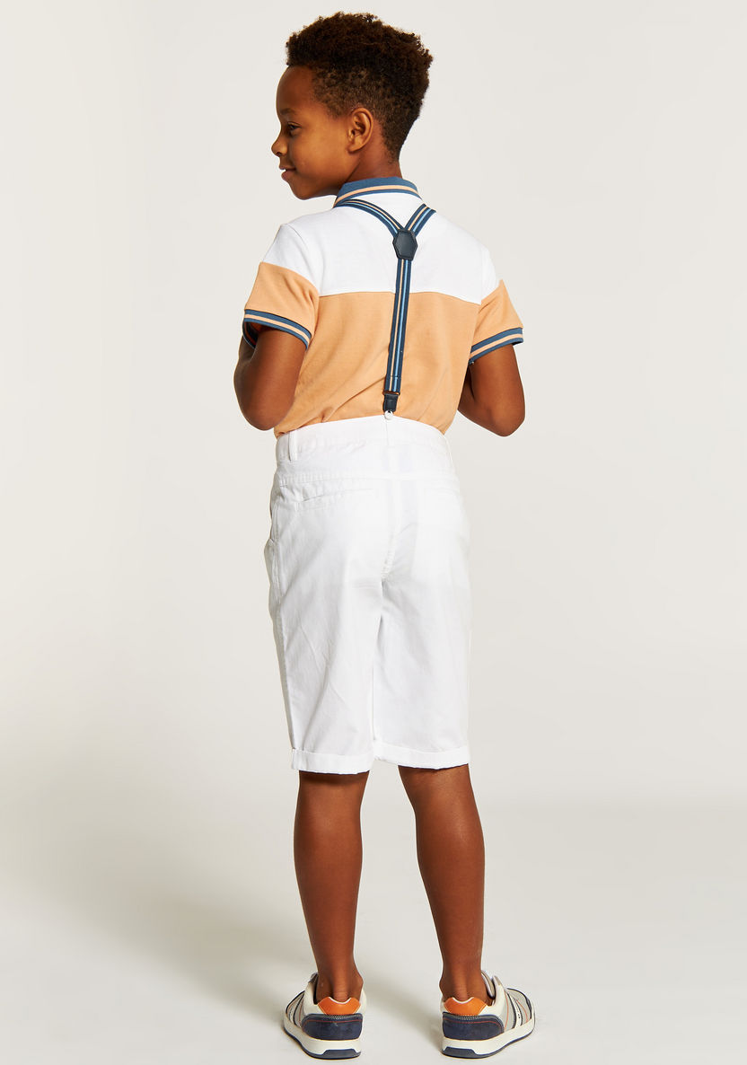 Juniors Colourblock Polo T-shirt and Shorts Set with Suspenders-Clothes Sets-image-4