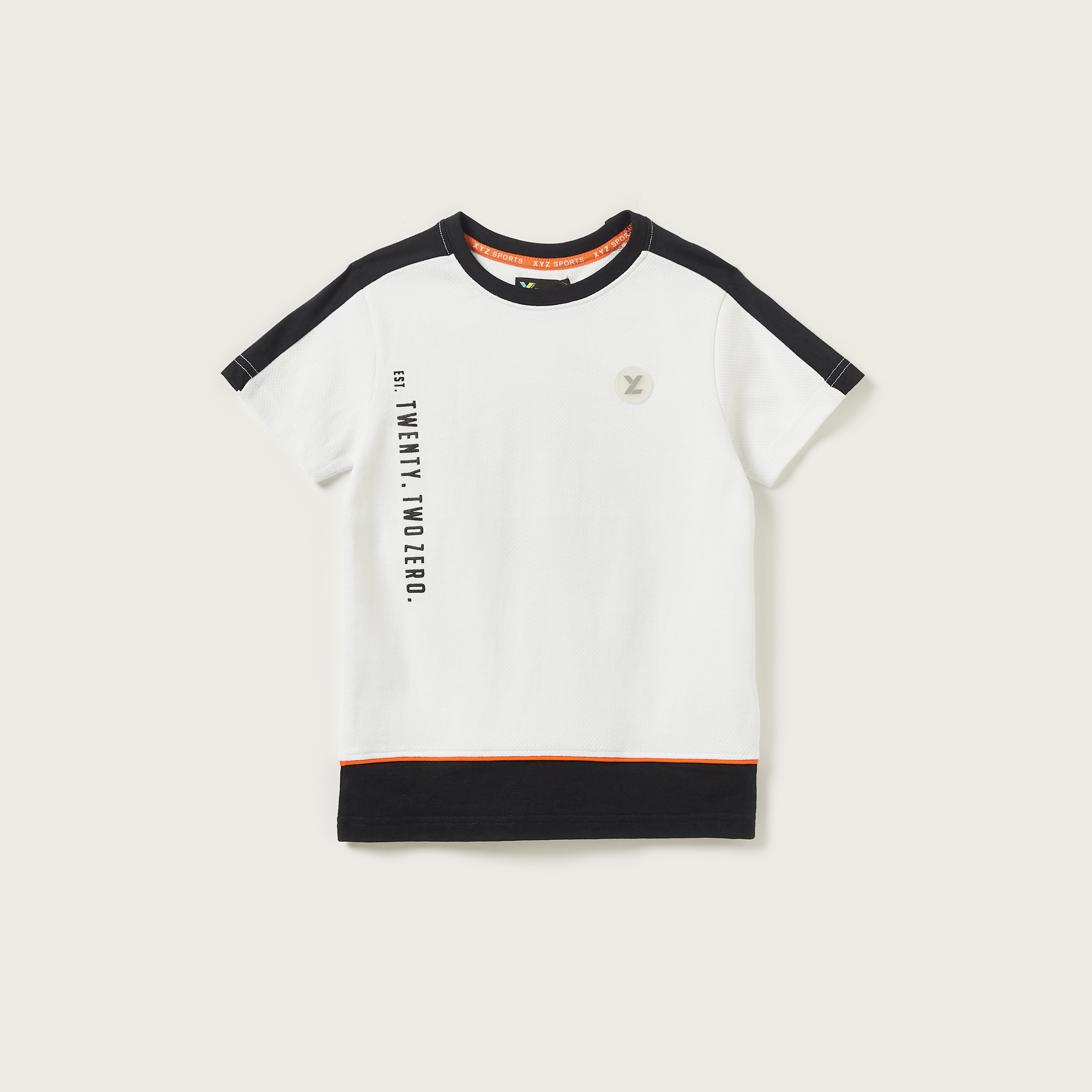 XYZ Printed Crew Neck T-shirt with Short Sleeves-sports-boys-clothing-tops-image-1