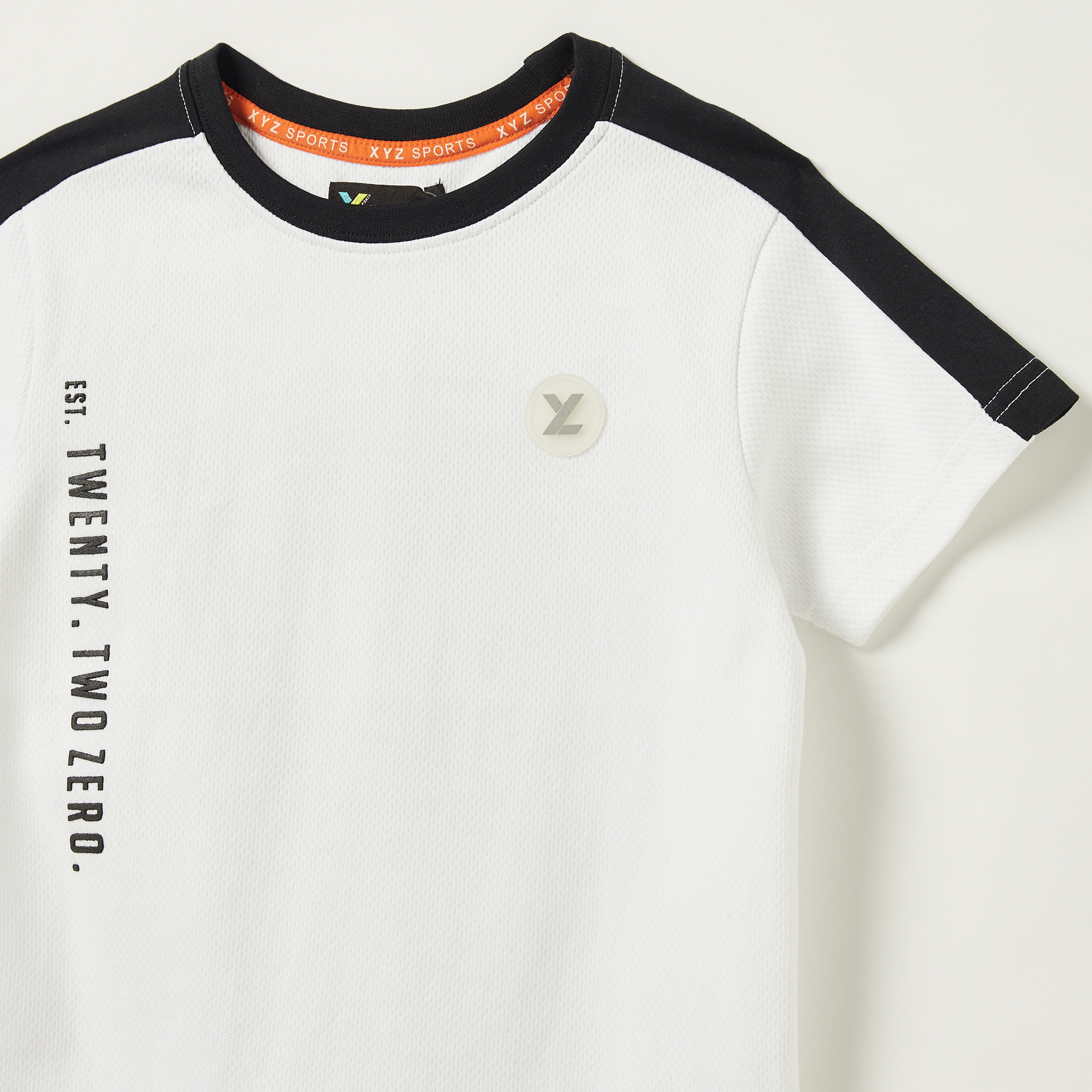 XYZ Printed Crew Neck T-shirt with Short Sleeves-sports-boys-clothing-tops-image-2