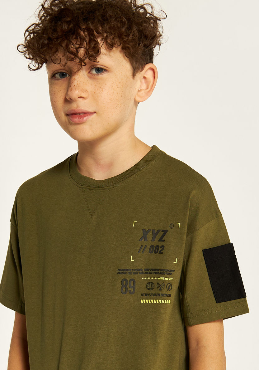 XYZ Printed T-shirt with Crew Neck and Pocket-T Shirts-image-2