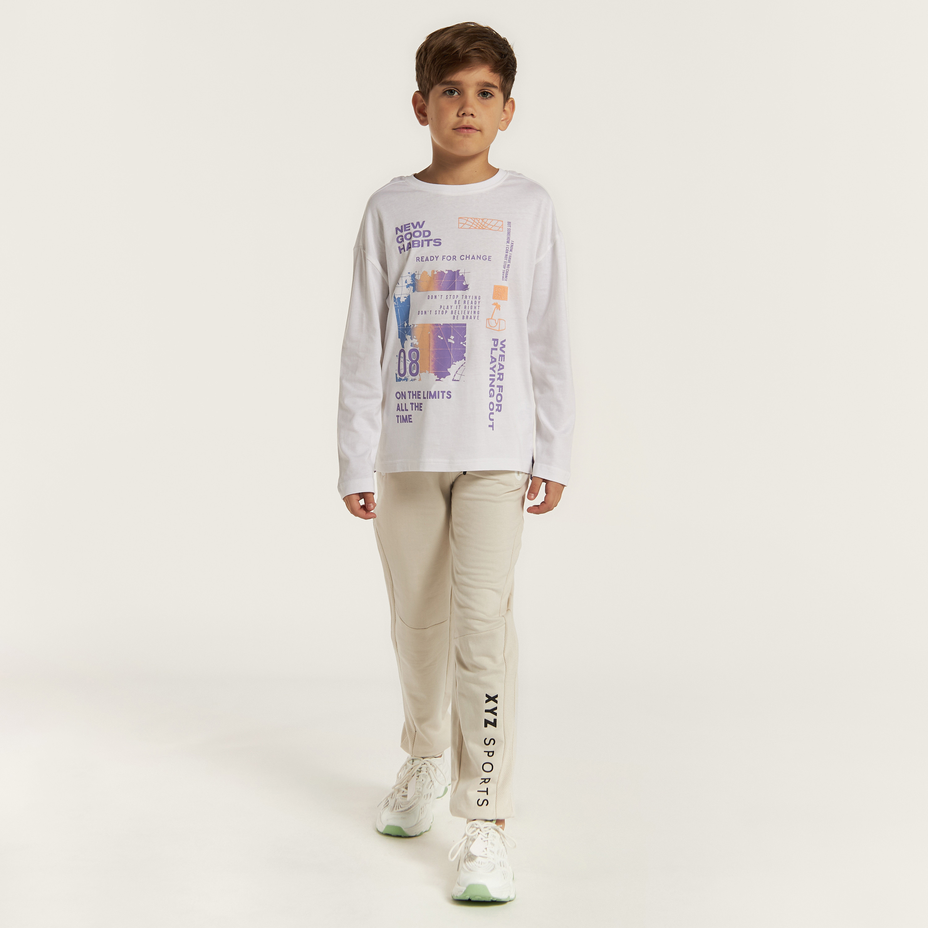 XYZ Logo Print Joggers with Drawstring Closure and Pockets-sports-boys-clothing-bottoms-image-1