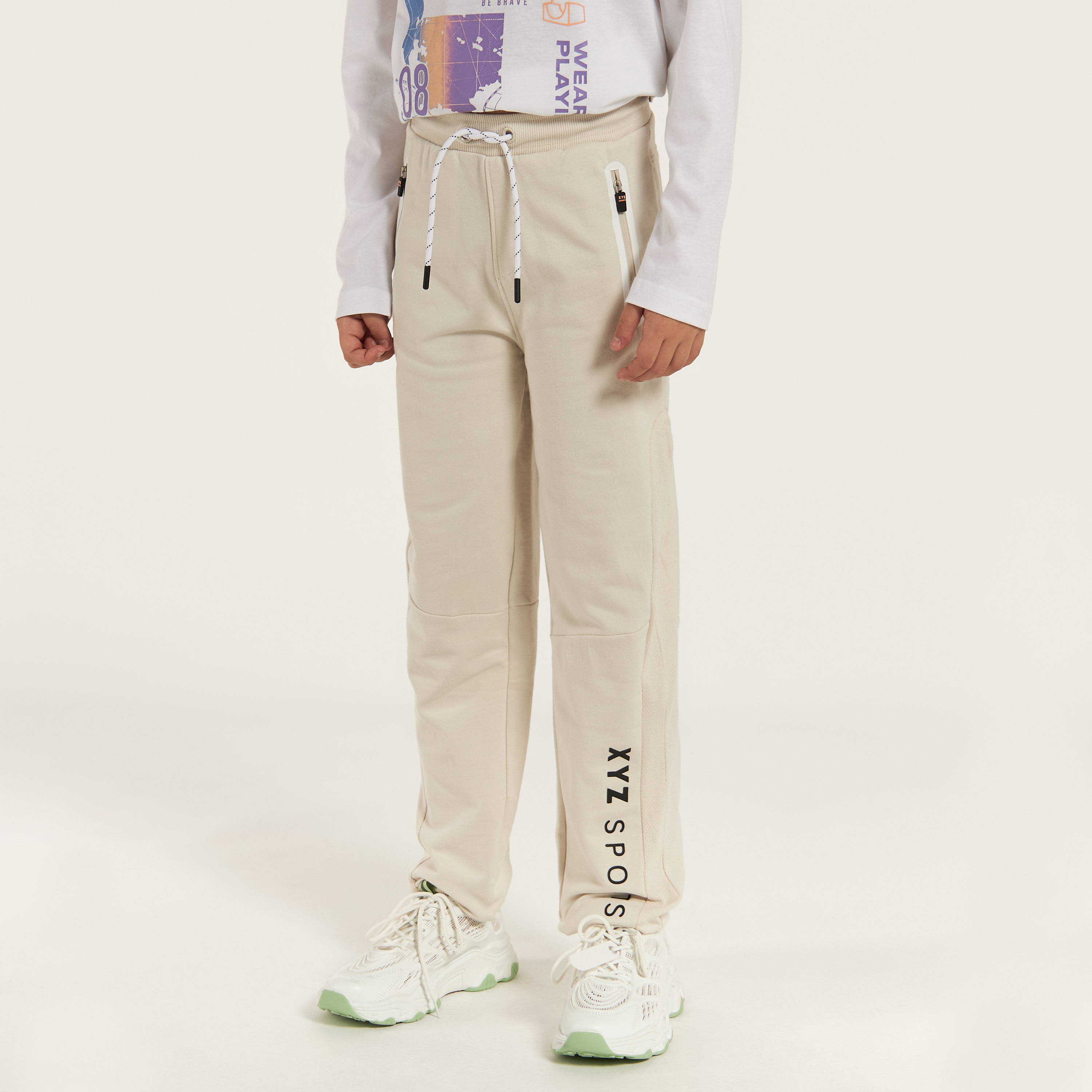 XYZ Logo Print Joggers with Drawstring Closure and Pockets-sports-boys-clothing-bottoms-image-2