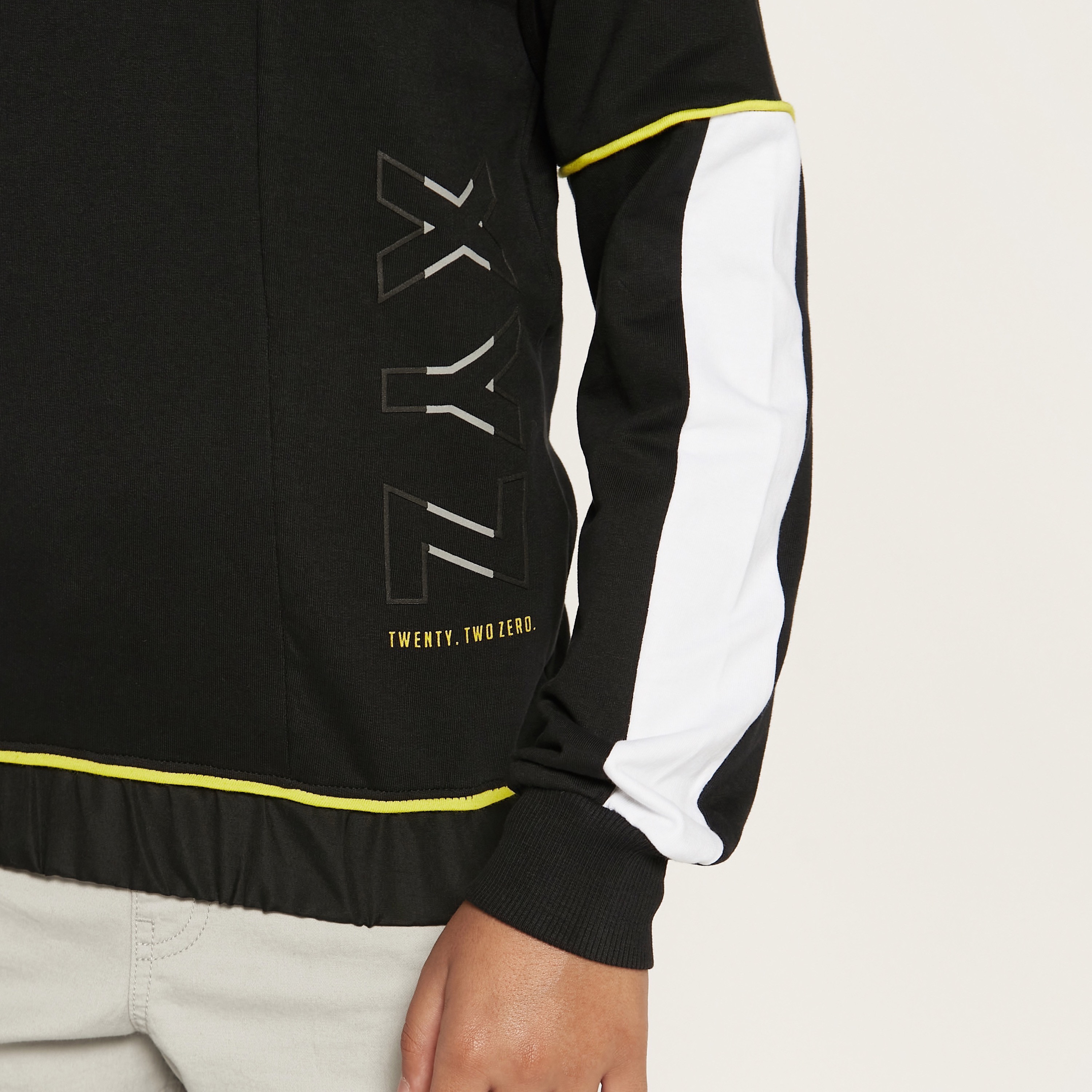 XYZ Logo Print Pullover with Hood and Long Sleeves-boys-clothing-jacketsandcoats-image-3