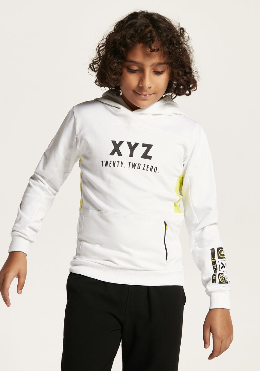 XYZ Logo Print Sweatshirt with Hood and Long Sleeves-Sweatshirts-image-1