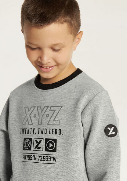 XYZ Printed Crew Neck Sweatshirt and Jogger Set-Clothes Sets-image-4