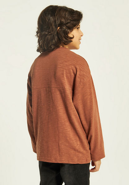 Eligo Textured T-shirt with Long Sleeves and Zip Closure
