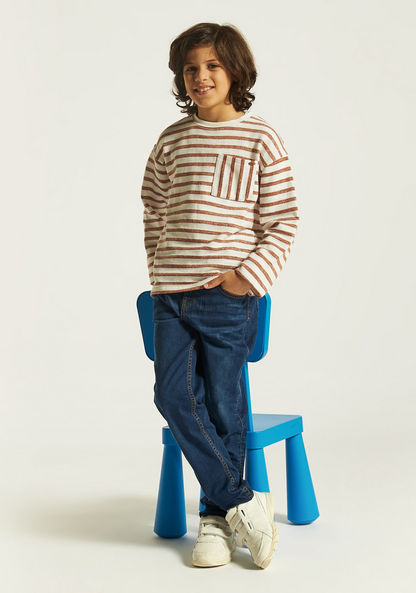 Eligo Striped T-shirt with Long Sleeves and Pocket-T Shirts-image-0