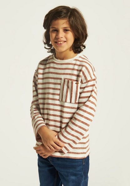 Eligo Striped T-shirt with Long Sleeves and Pocket