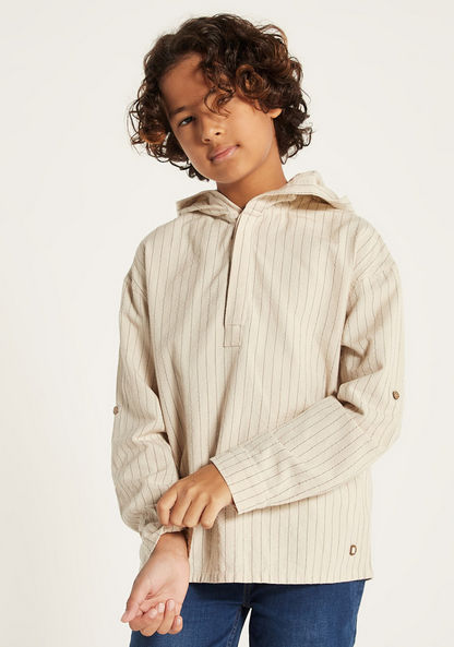 Eligo Striped Shirt with Hood and Long Sleeves