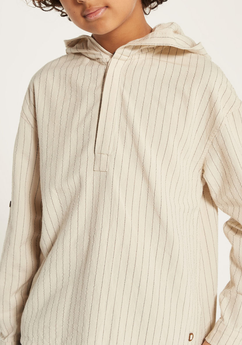 Eligo Striped Shirt with Hood and Long Sleeves-Shirts-image-2