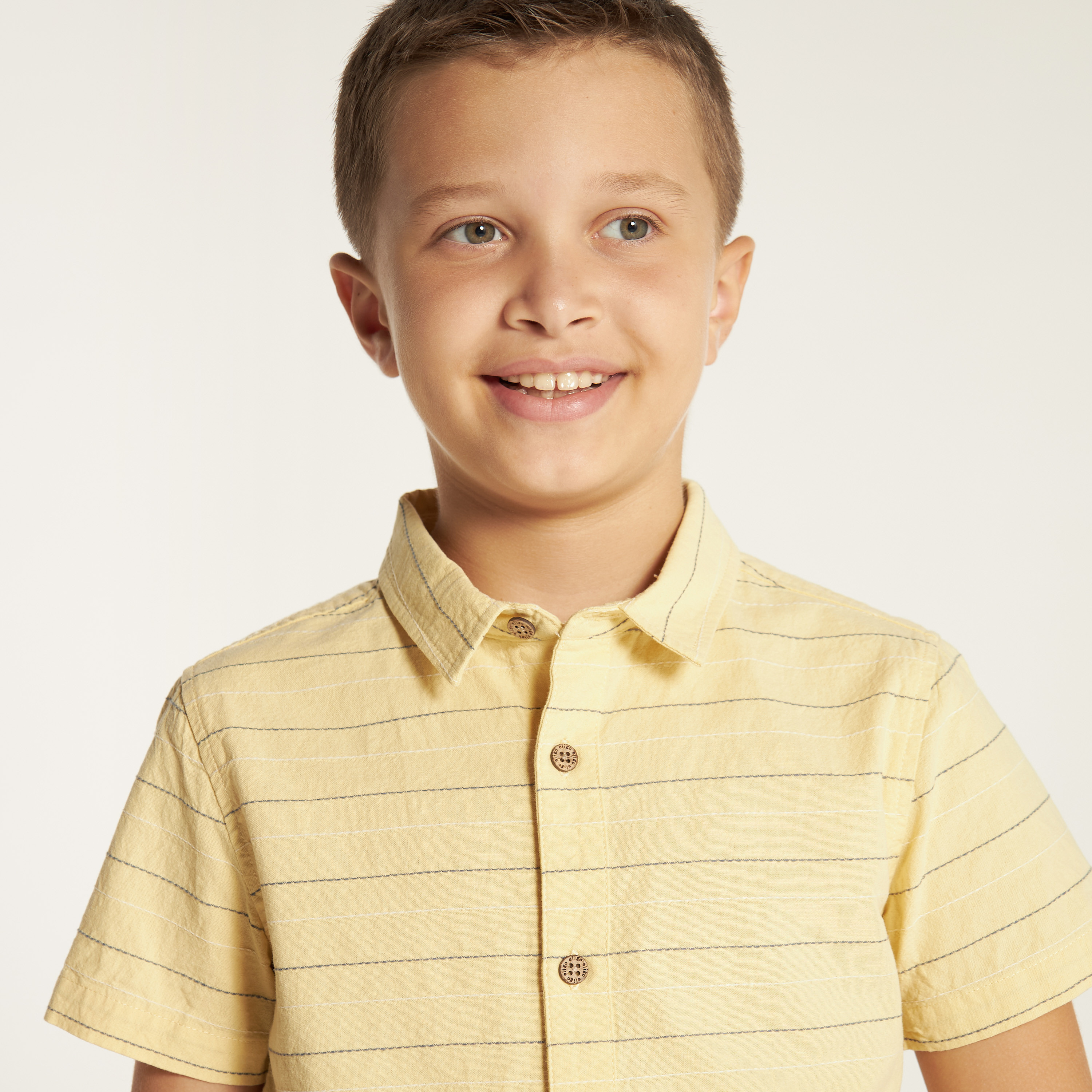 Eligo Striped Shirt with Spread Collar and Short Sleeves-boys-clothing-shirts-image-3