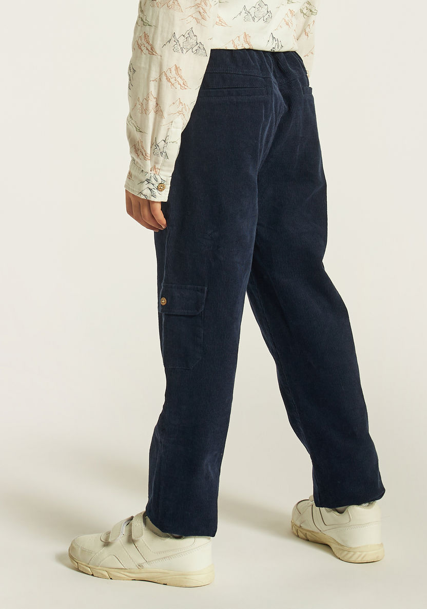 Eligo Textured Pants with Button Closure and Pockets-Pants-image-3