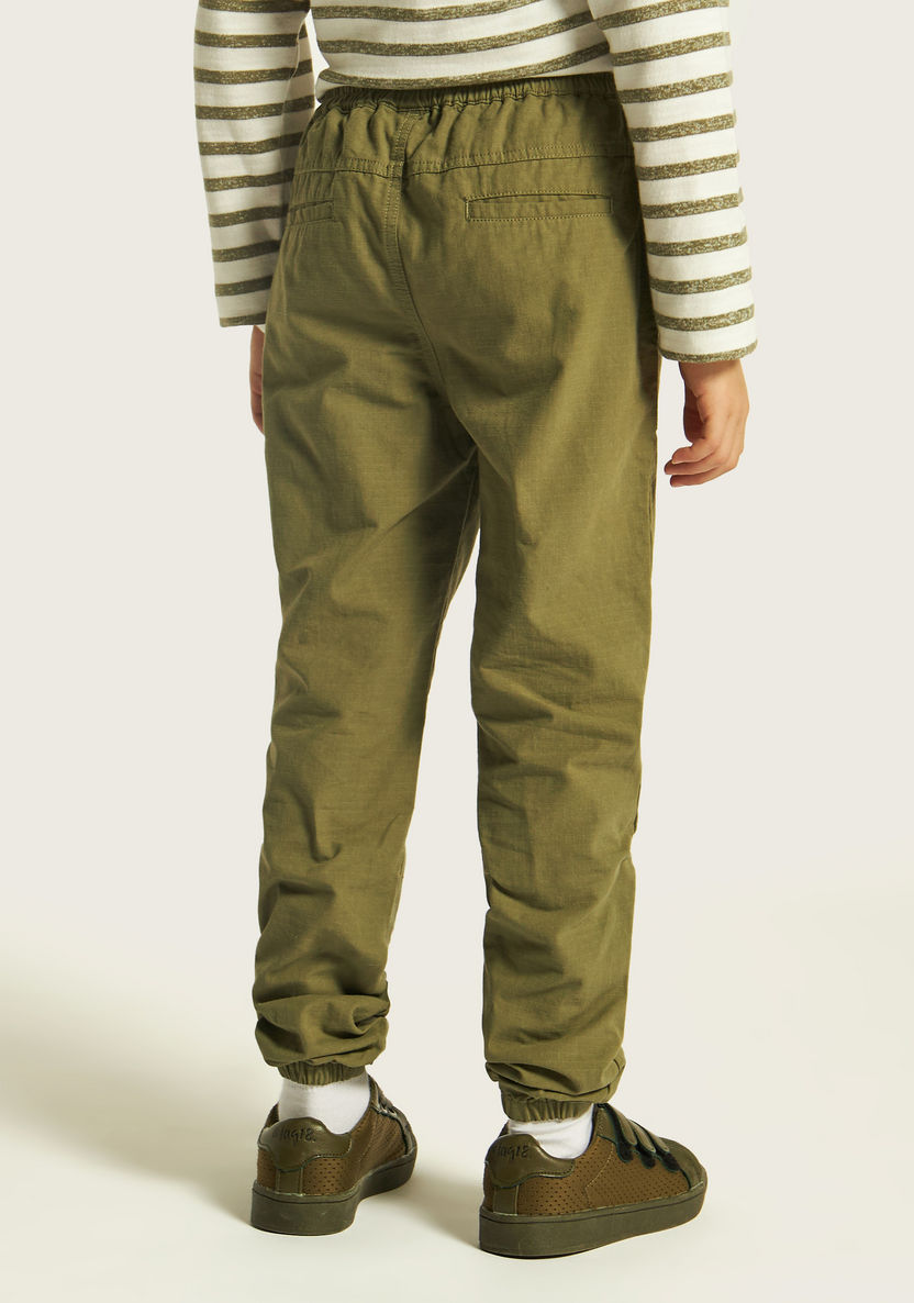 Eligo Solid Pants with Drawstring Closure and Pockets-Pants-image-3