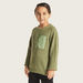 Eligo Textured Round Neck Pullover with Long Sleeves and Zip Pocket-Sweaters and Cardigans-thumbnail-1