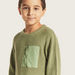 Eligo Textured Round Neck Pullover with Long Sleeves and Zip Pocket-Sweaters and Cardigans-thumbnail-2