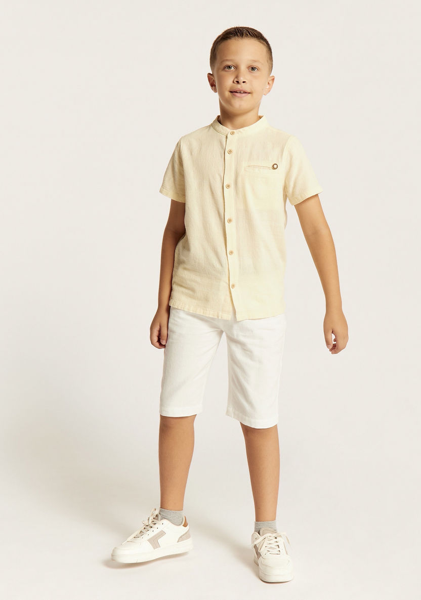 Solid Short Sleeves Shirt and Shorts Set-Clothes Sets-image-0