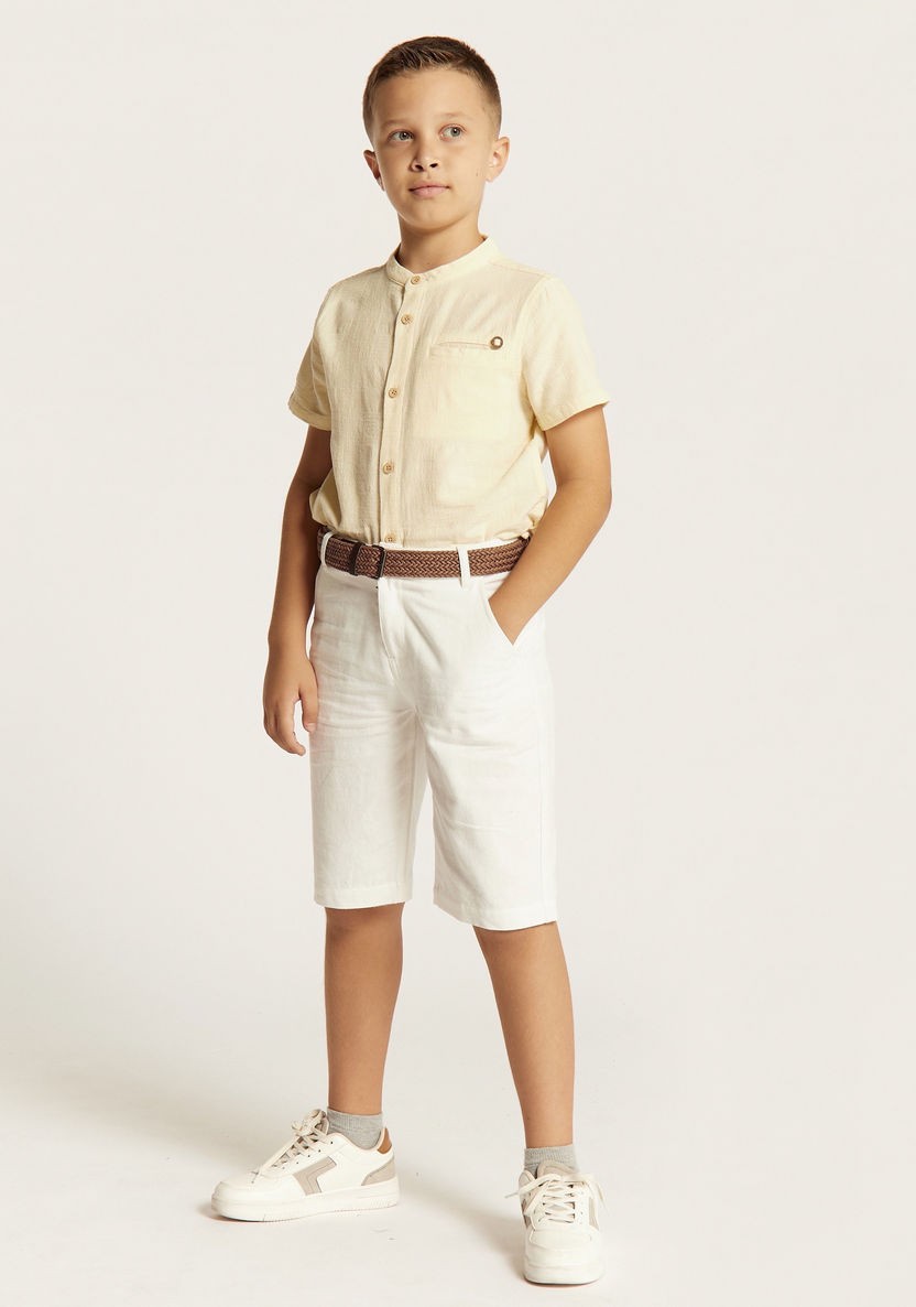 Solid Short Sleeves Shirt and Shorts Set-Clothes Sets-image-1