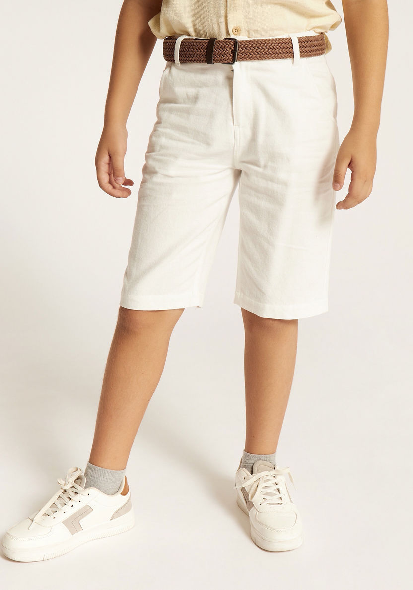 Solid Short Sleeves Shirt and Shorts Set-Clothes Sets-image-3