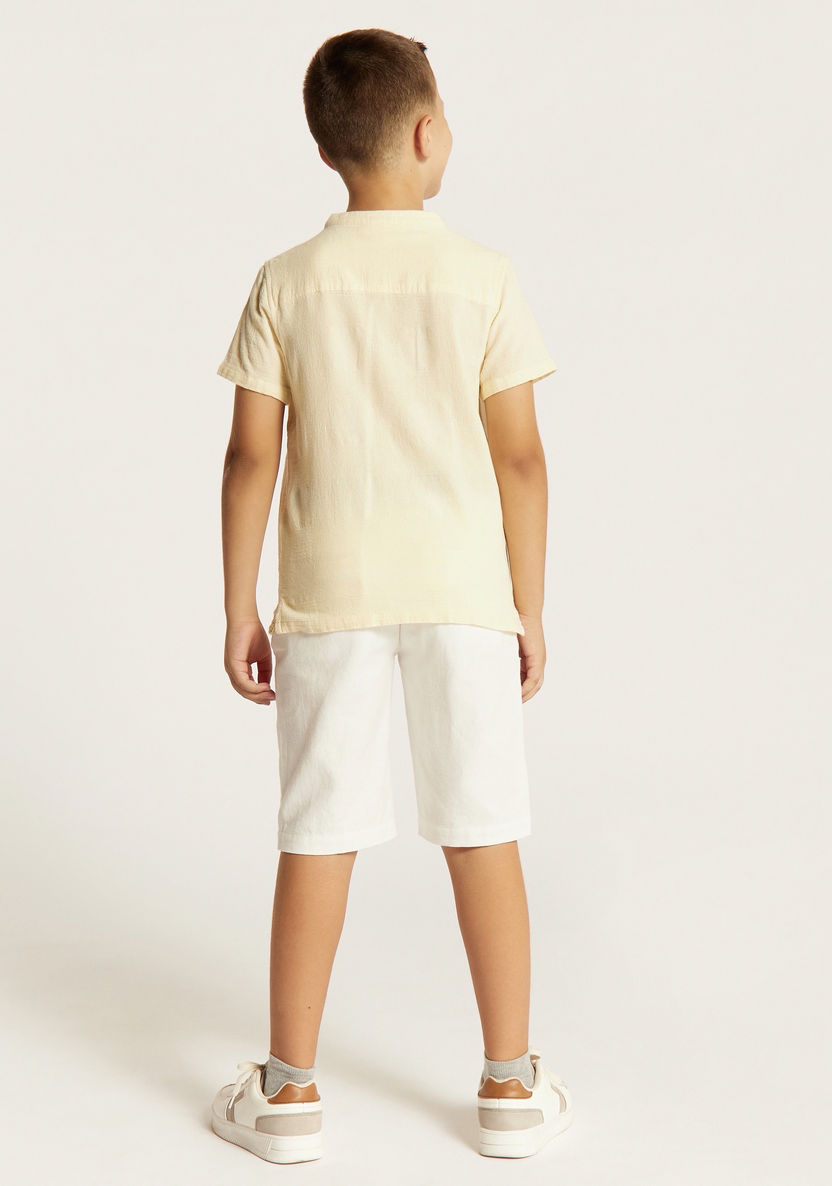 Solid Short Sleeves Shirt and Shorts Set-Clothes Sets-image-4