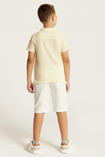 Solid Short Sleeves Shirt and Shorts Set