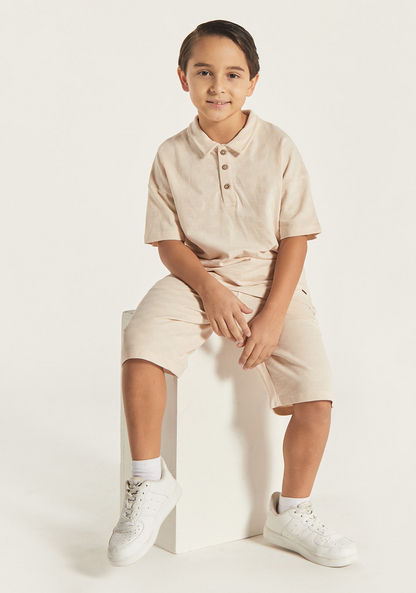 Eligo Textured Polo T-shirt and Shorts Set-Clothes Sets-image-0