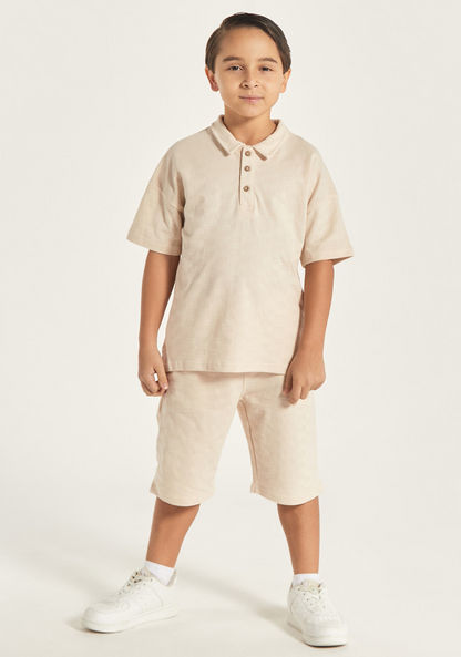 Eligo Textured Polo T-shirt and Shorts Set-Clothes Sets-image-1