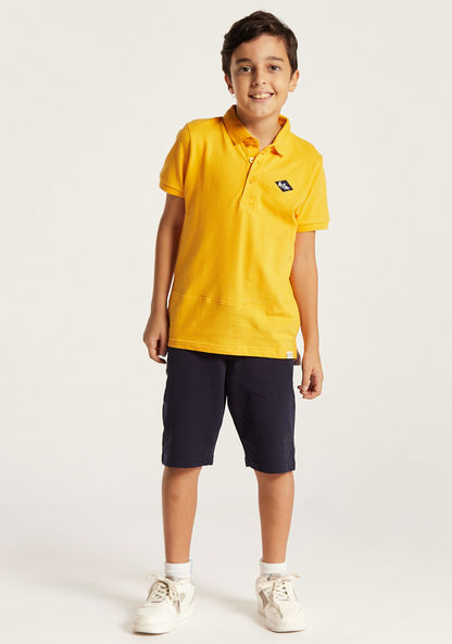 Lee Cooper Solid Polo T-shirt with Short Sleeves and Button Closure-T Shirts-image-0