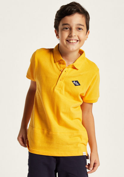 Lee Cooper Solid Polo T-shirt with Short Sleeves and Button Closure-T Shirts-image-1