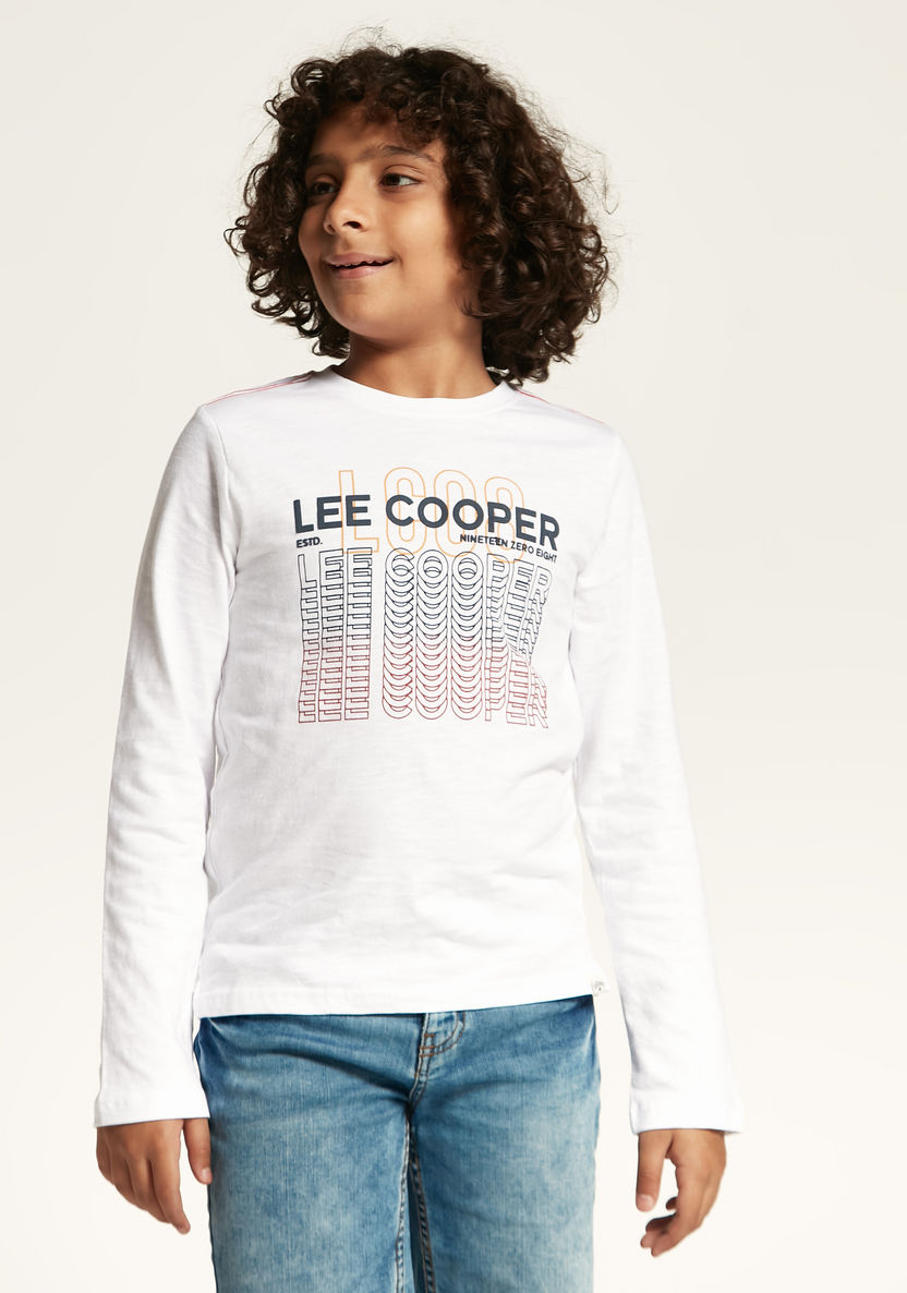 Lee Cooper Graphic Print T-shirt with Long Sleeves and Crew Neck-T Shirts-image-0