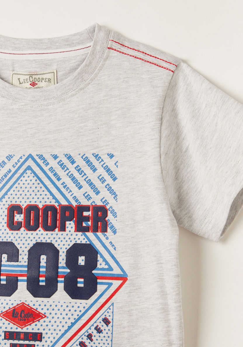 Lee Cooper Printed Crew Neck T-shirt with Short Sleeves-T Shirts-image-1