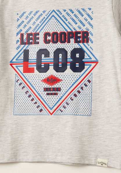 Lee Cooper Printed Crew Neck T-shirt with Short Sleeves