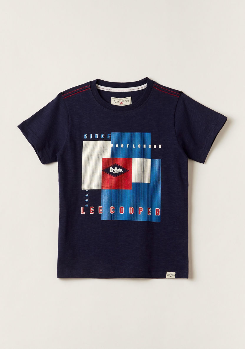 Lee Cooper Printed Crew Neck T-shirt with Short Sleeves-T Shirts-image-0