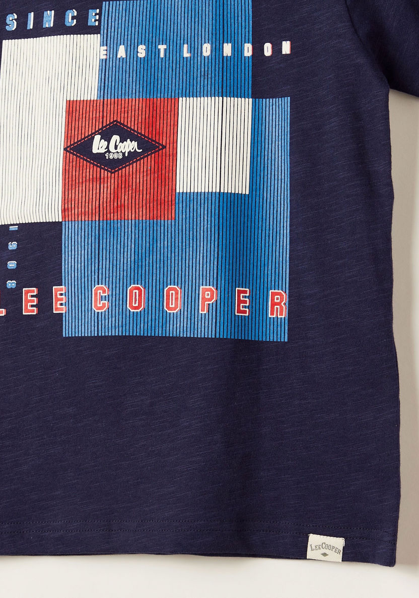 Lee Cooper Printed Crew Neck T-shirt with Short Sleeves-T Shirts-image-2
