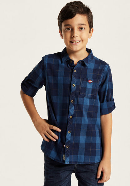 Lee Cooper Checked Shirt with Long Sleeves and Pocket
