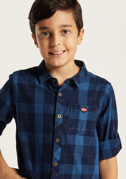 Lee Cooper Checked Shirt with Long Sleeves and Pocket