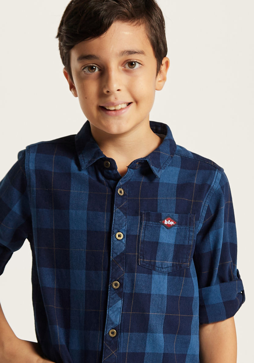 Lee Cooper Checked Shirt with Long Sleeves and Pocket-Shirts-image-2