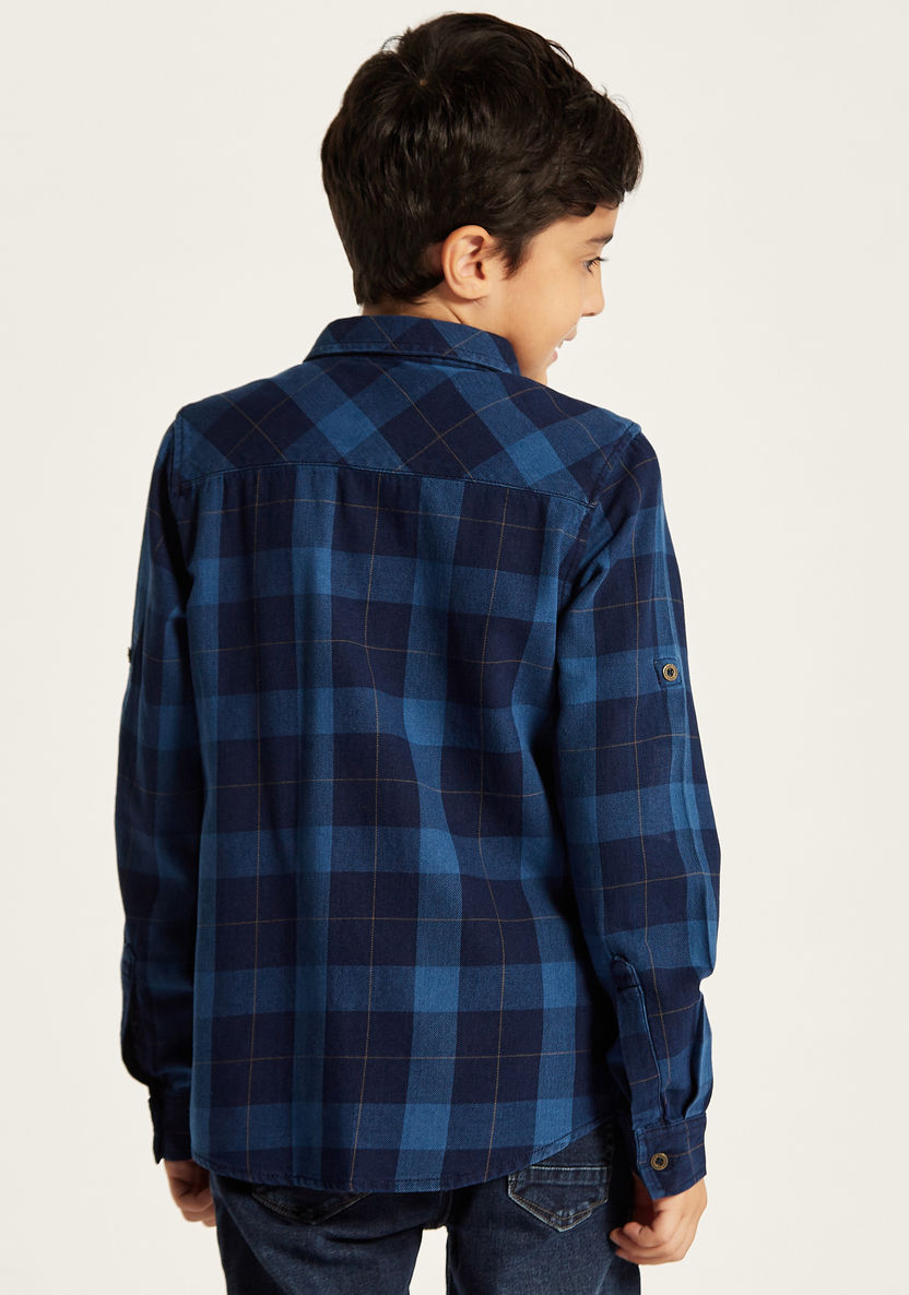 Lee Cooper Checked Shirt with Long Sleeves and Pocket-Shirts-image-3